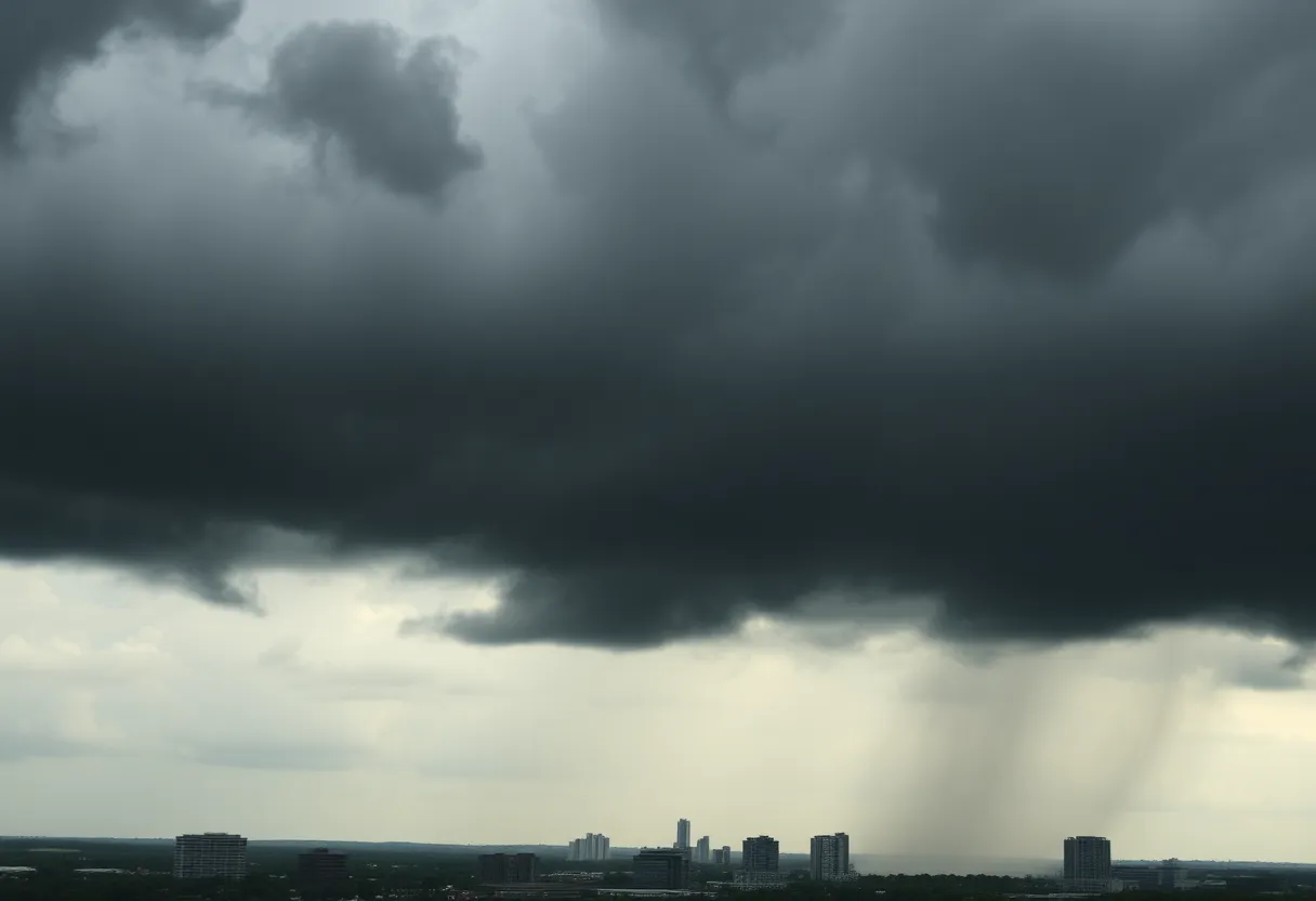 Stormy weather with heavy rain over Columbia, South Carolina