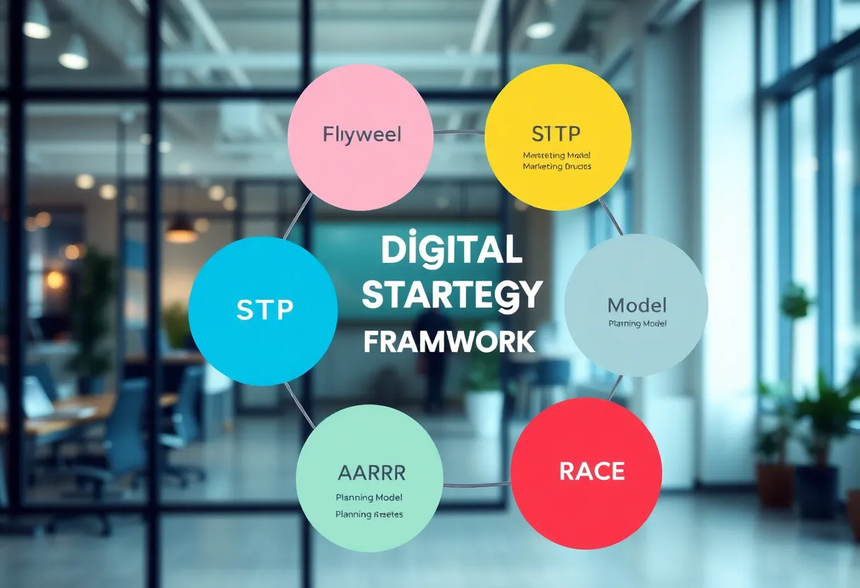Illustration of different digital marketing strategy frameworks