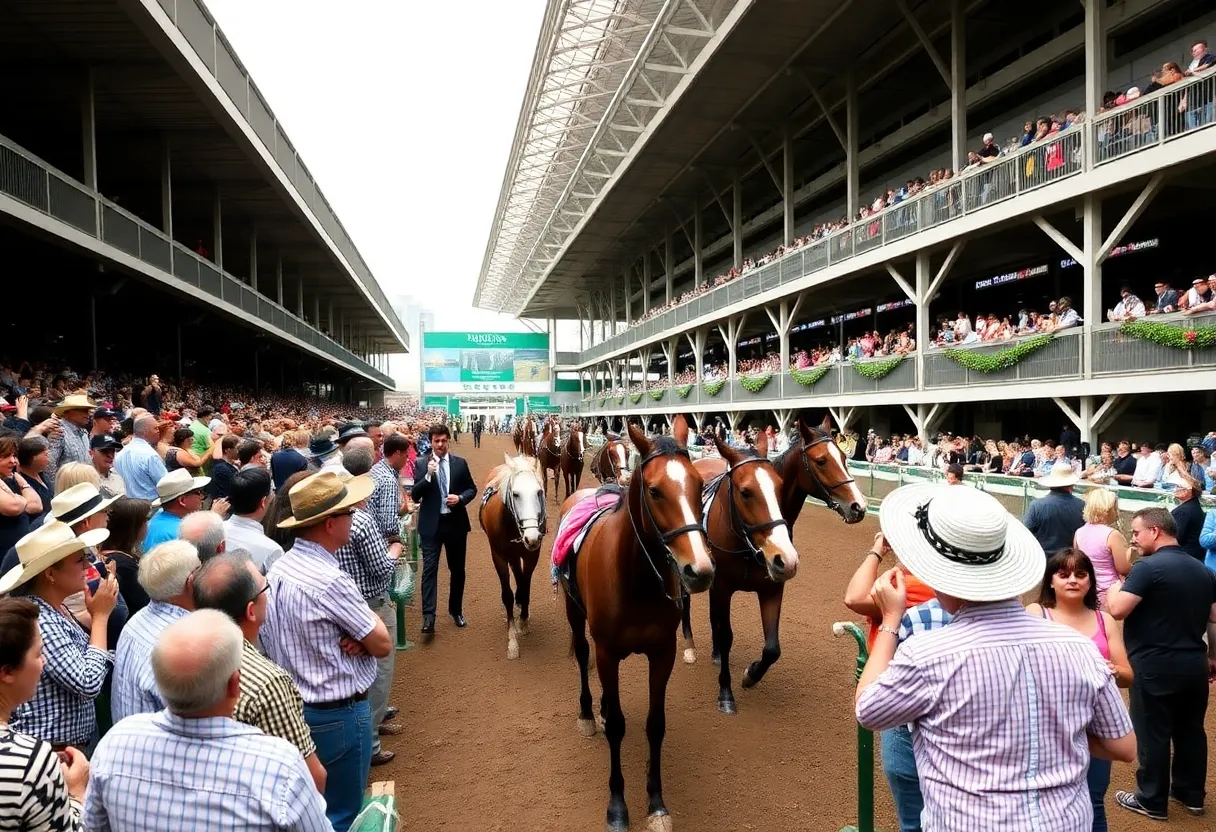 Fans enjoying the new paddock experience at Churchill Downs during the Kentucky Derby.
