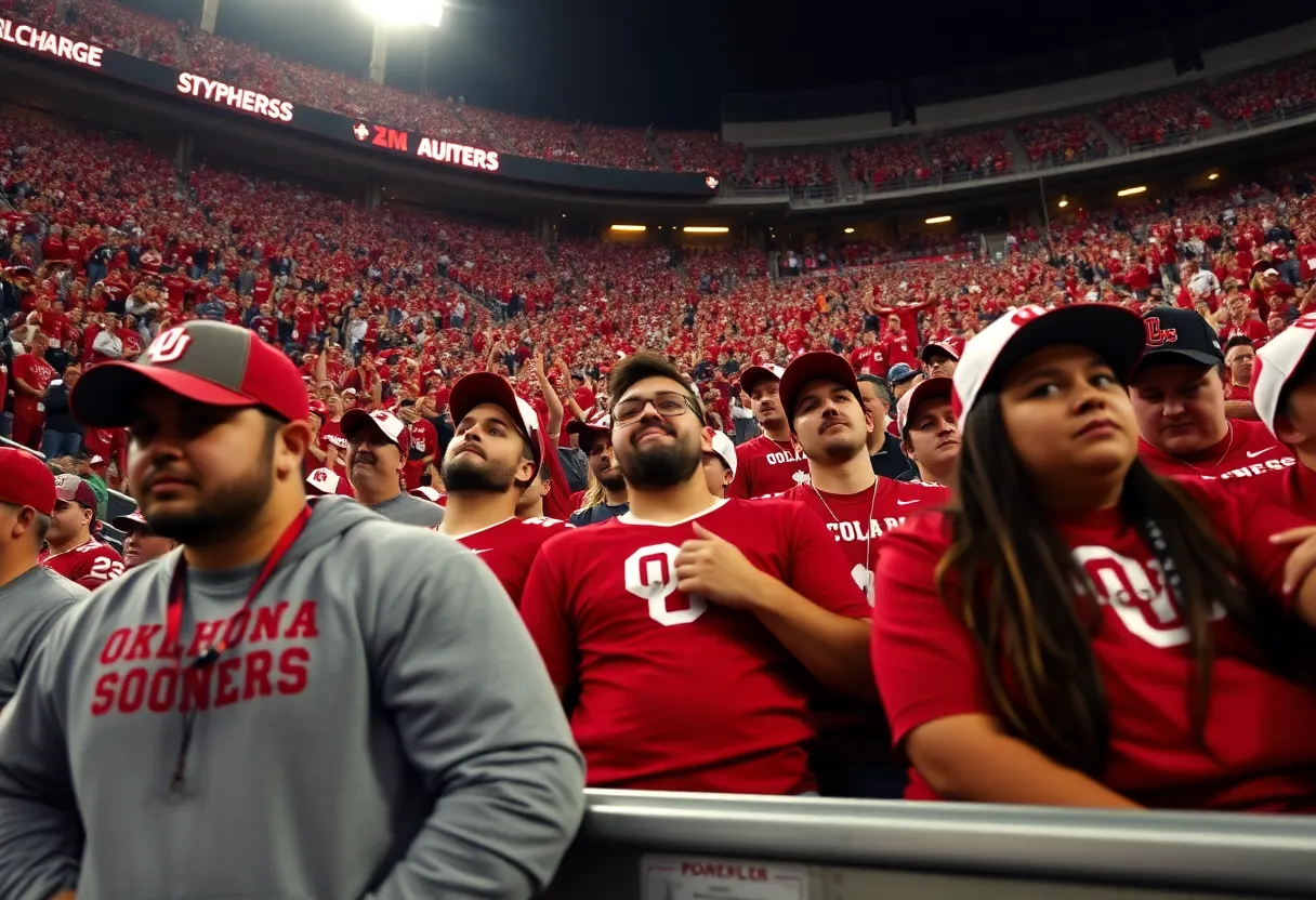 Oklahoma Sooners fans showing disappointment after a game