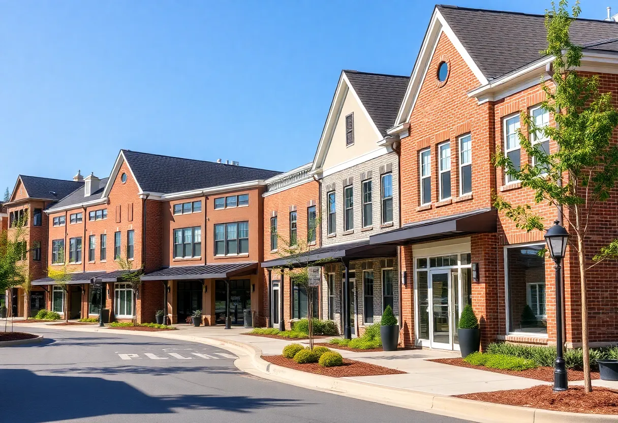Newly constructed buildings in Chapin, SC reflecting new construction guidelines.