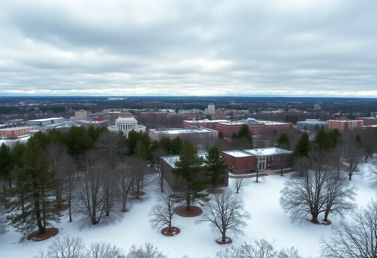 Snow-covered Columbia, South Carolina, with winter scenery.