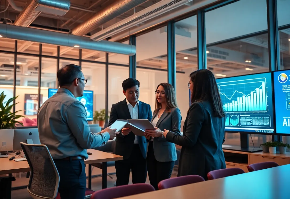 Advertising team analyzing media strategies based on IAB 2025 study.