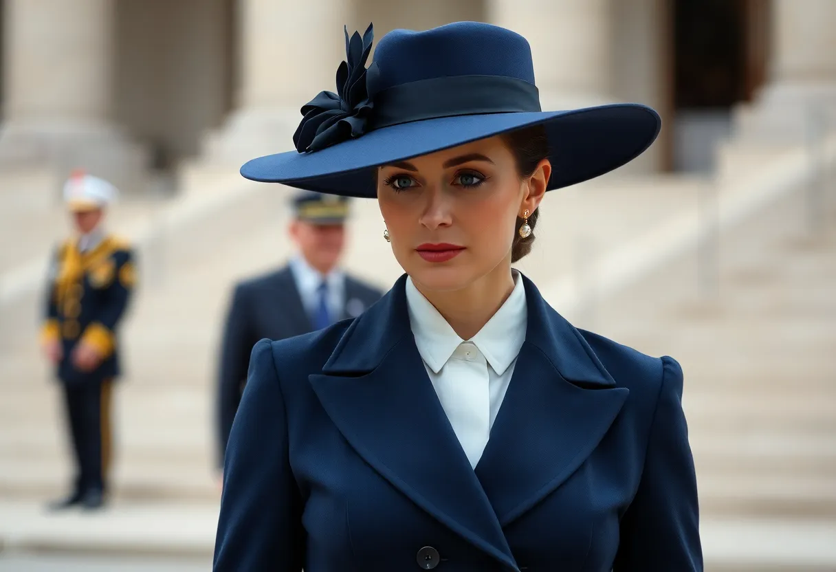 Melania Trump's navy outfit at the inauguration symbolizing elegance and mystery