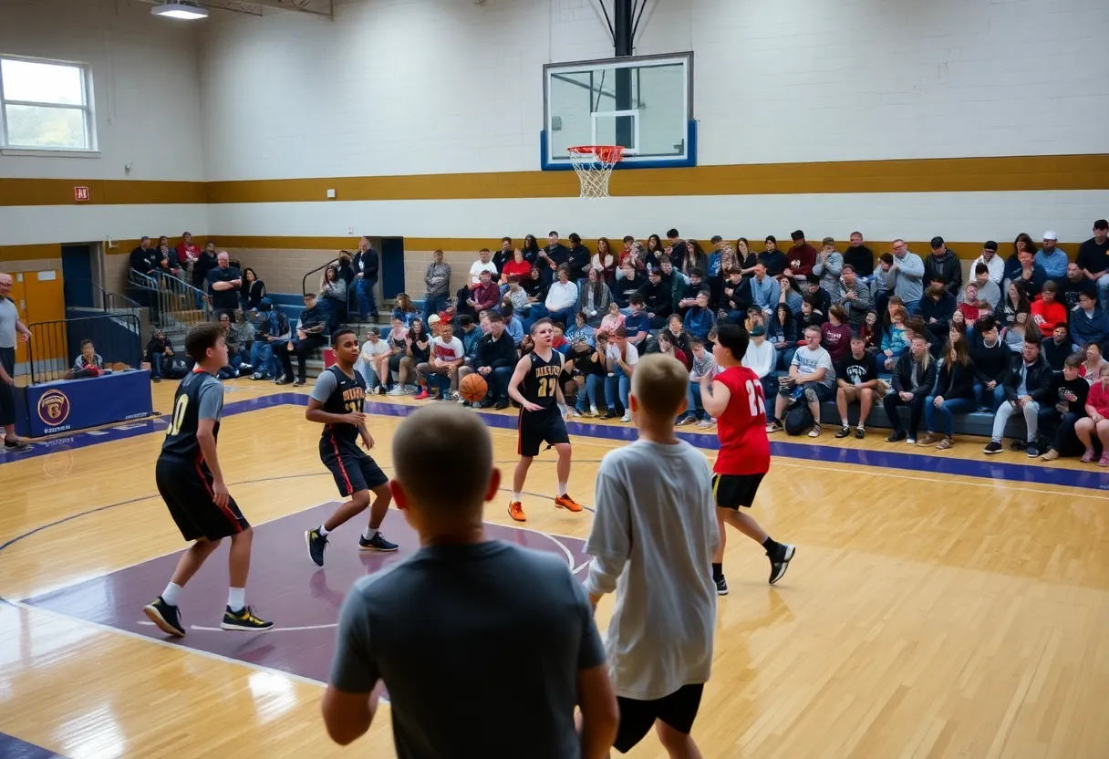 High school basketball teams competing during a thrilling match in Newberry.