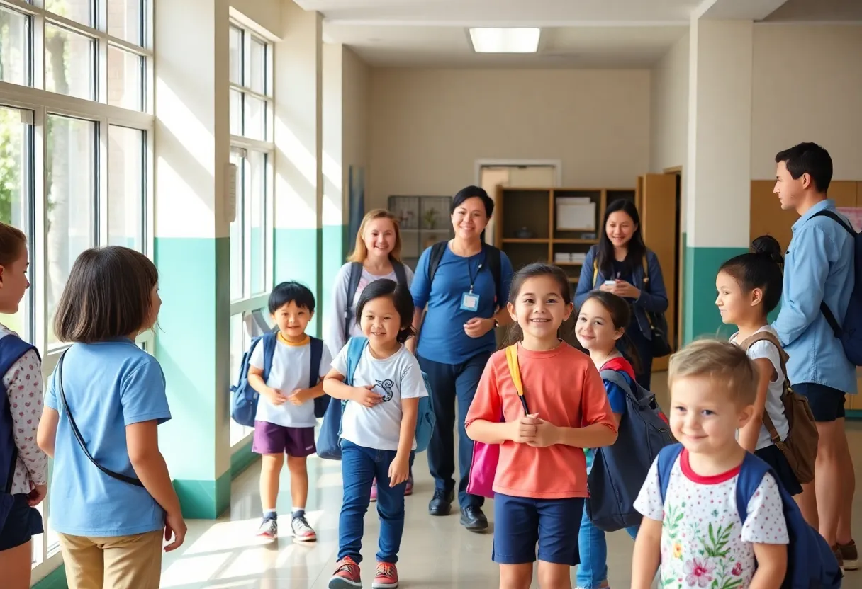 Students and teachers in a vibrant school setting