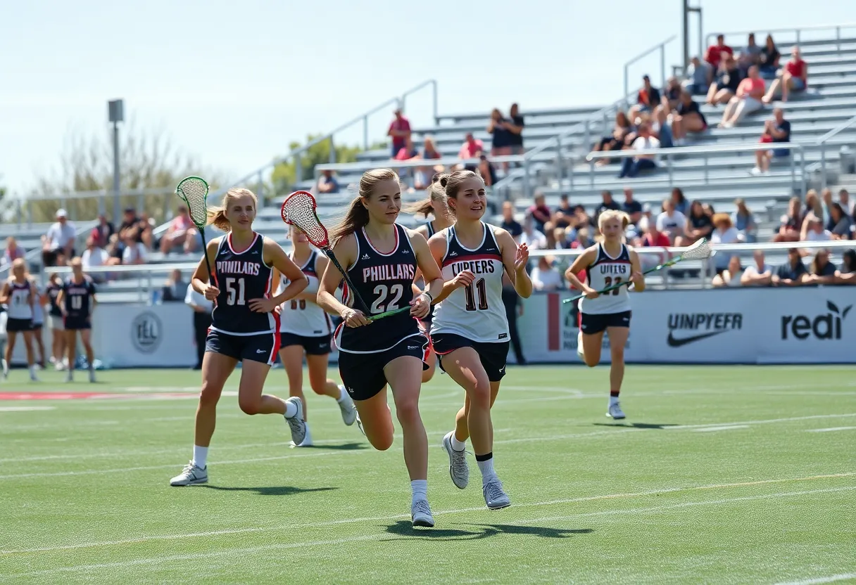 Gannon University women's lacrosse team playing during a match
