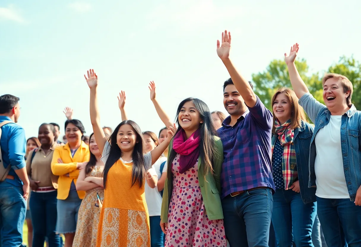 People celebrating the safe return of missing teenagers in Newberry County.