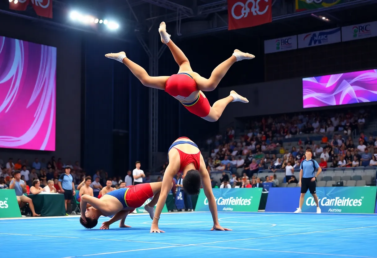 Newberry Acrobatics and Tumbling team performing in competition