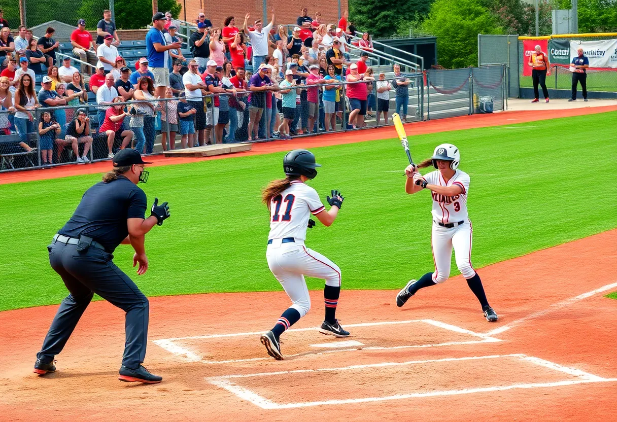 Players in action during a Newberry College softball game.