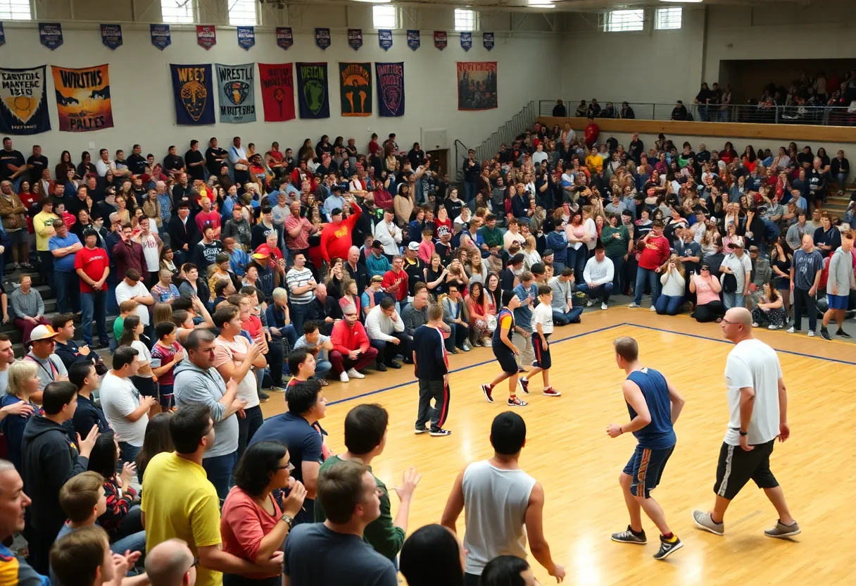 Fans enjoying a wrestling tournament at the P.J. Smith Pembroke Classic