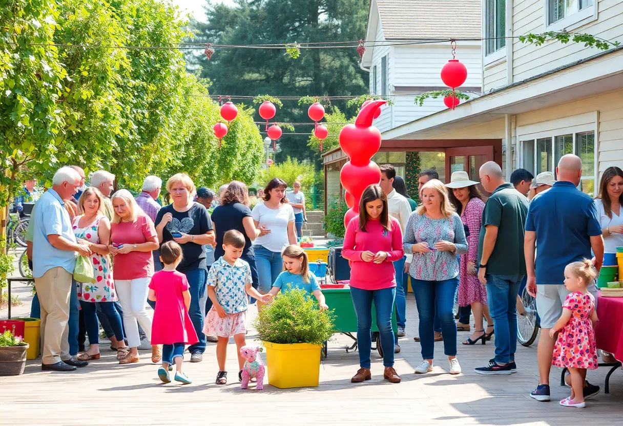 Families enjoying outdoor activities during a community event in Aiken County.