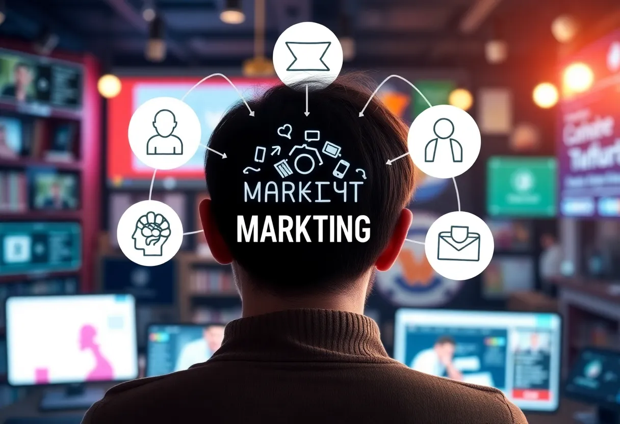 Conceptual representation of behavioral psychology applied to digital marketing strategies.