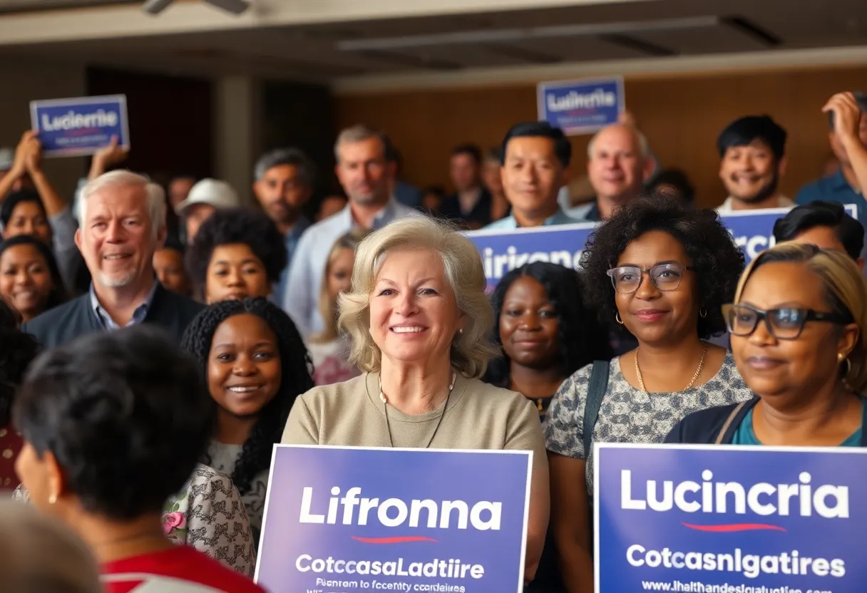 Diverse group of Californians supporting a political campaign.