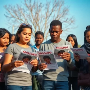 Volunteers searching for a missing child in Newberry County