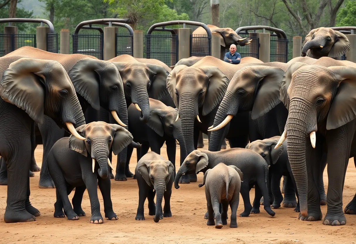 African elephants forming a protective circle around their calves during an earthquake.