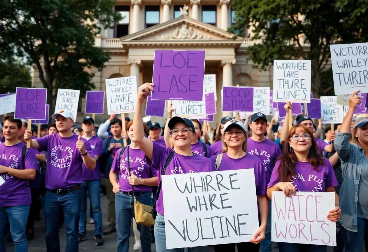 Workers rallying during the Los Angeles County strike