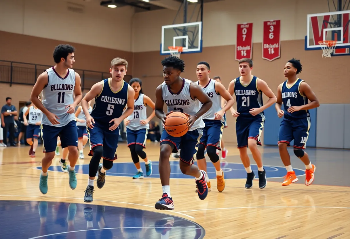Newberry College women's basketball team celebrating a victory.