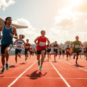 Track and field athletes from Newberry College competing at the Electric City Invitational.