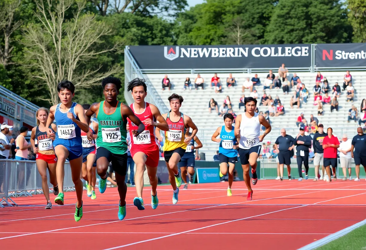 Track and field athletes from Newberry College competing at the SWU Gotta Run Invite.