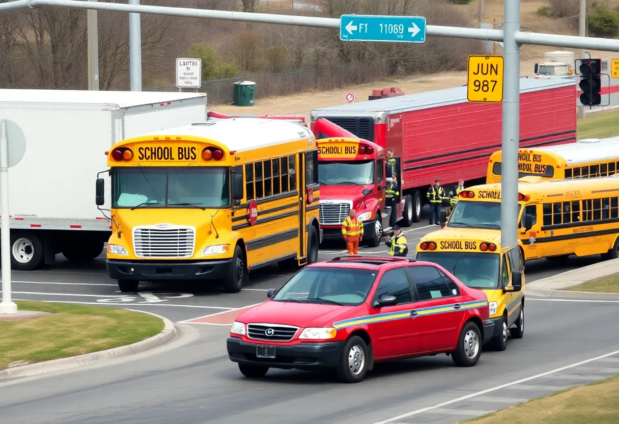 Scene of school bus collision in Newberry County.