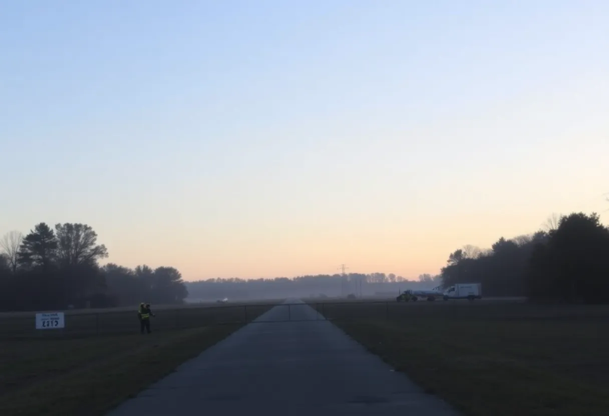 Emergency response teams near the scene of the plane crash.