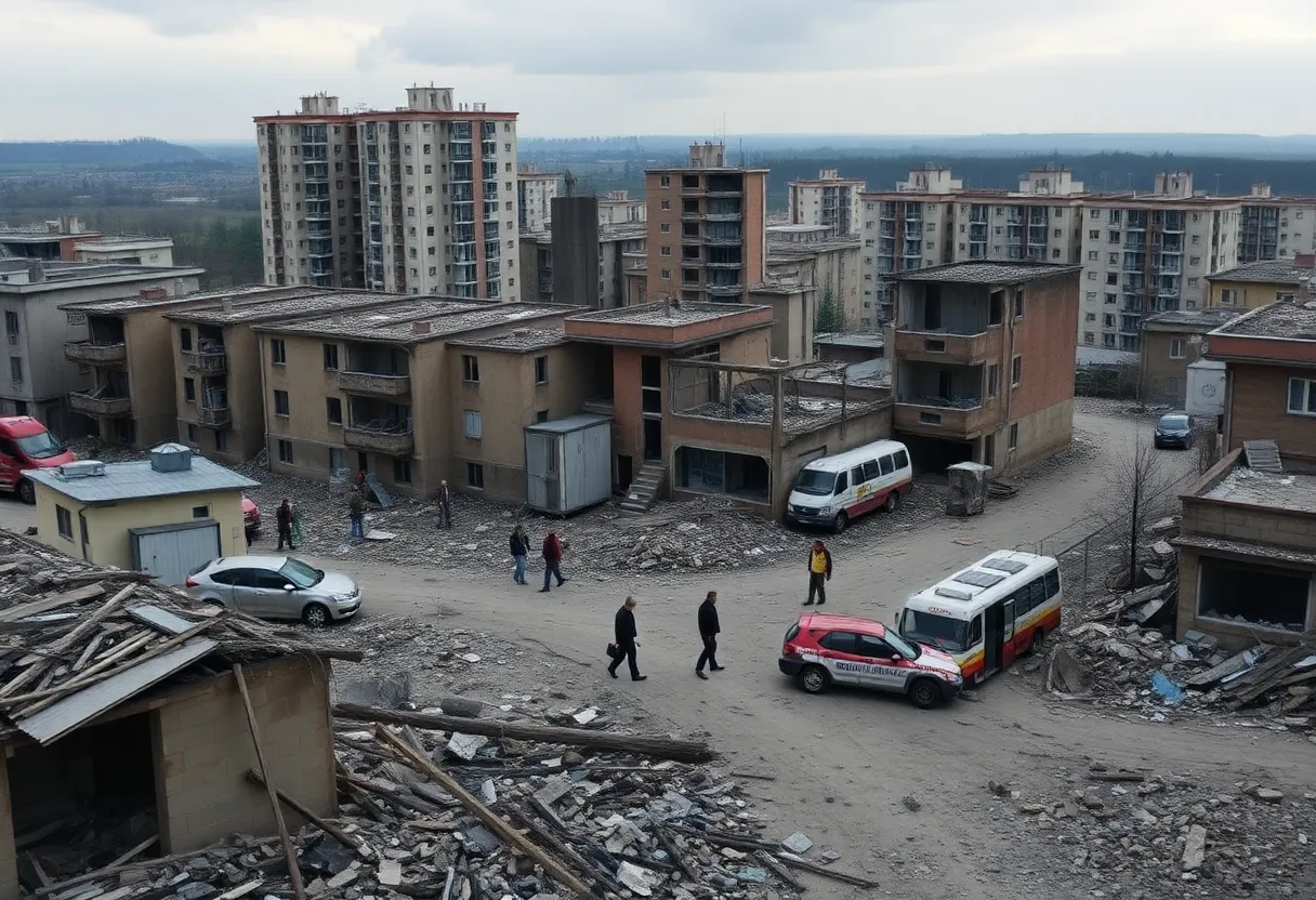 Scene of destruction in Ukraine following a missile strike