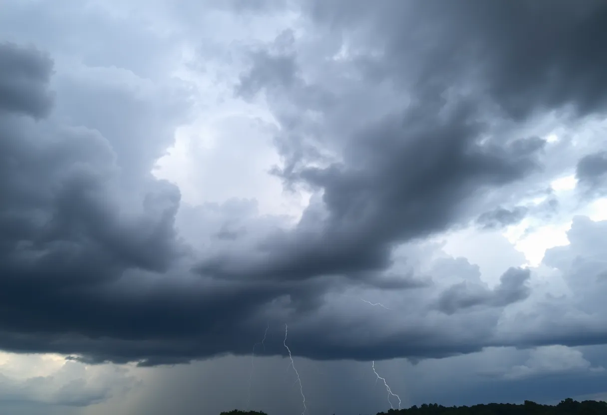 Storm clouds and lightning over Newberry County, SC