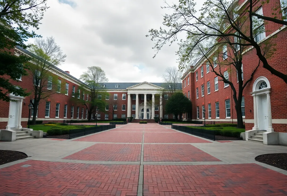 Empty Harvard University campus during COVID-19 pandemic closure