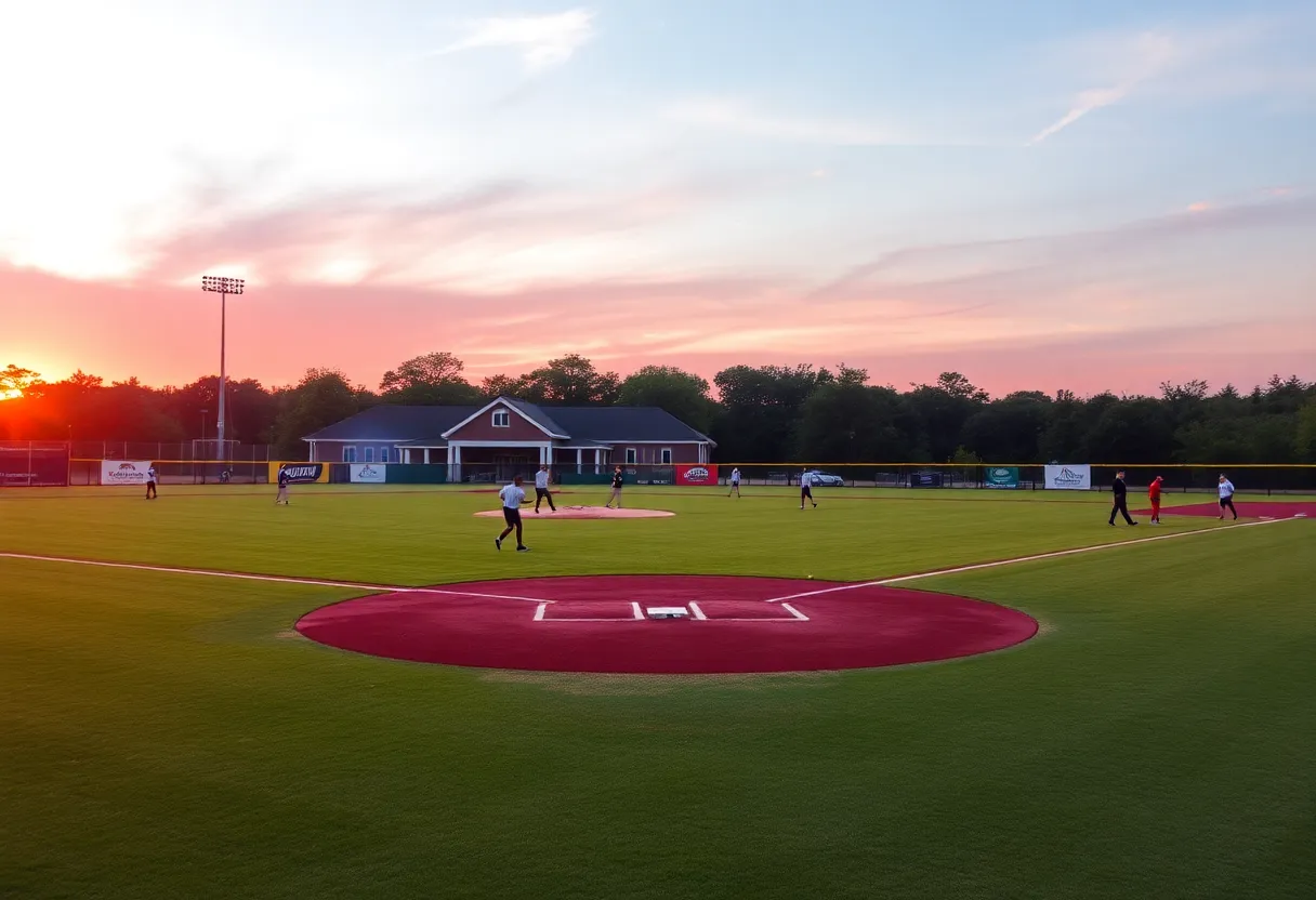 Newberry College baseball field with players in action
