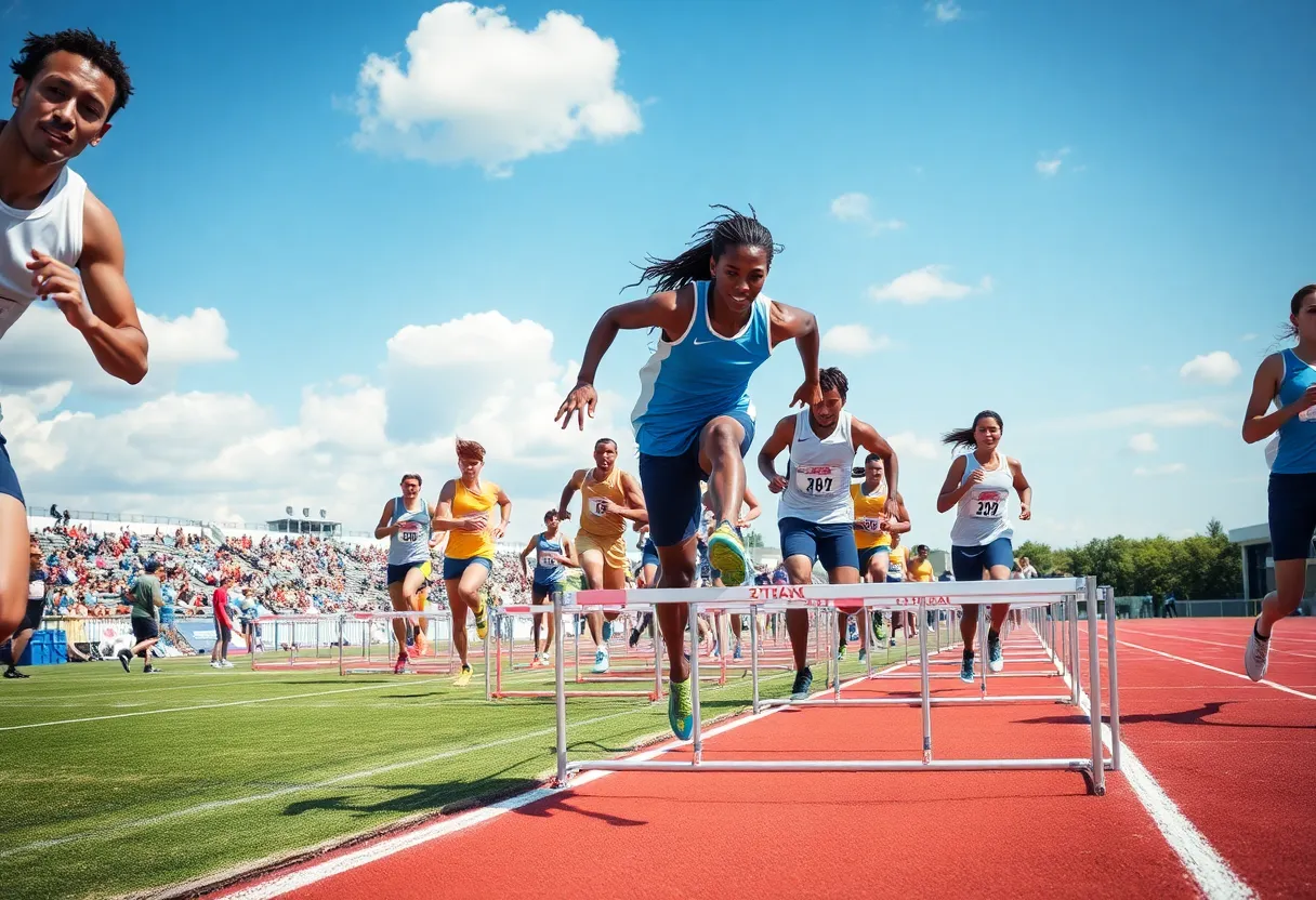 Athletes competing in a track and field event at Newberry College