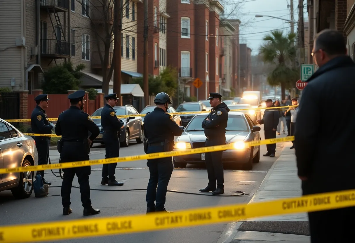 Police officers investigating a shooting scene in Newberry SC.