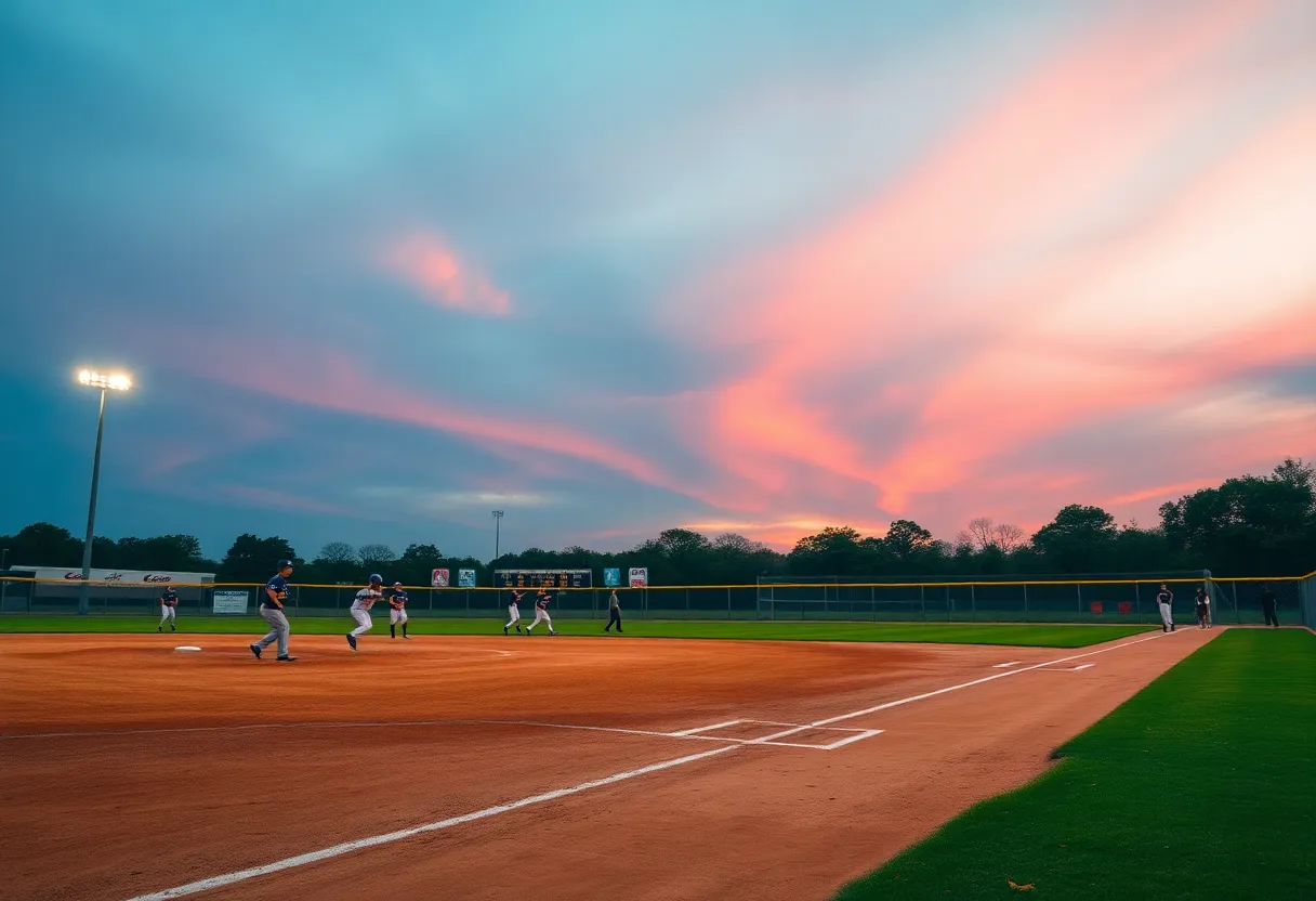 Newberry High School baseball players during a game