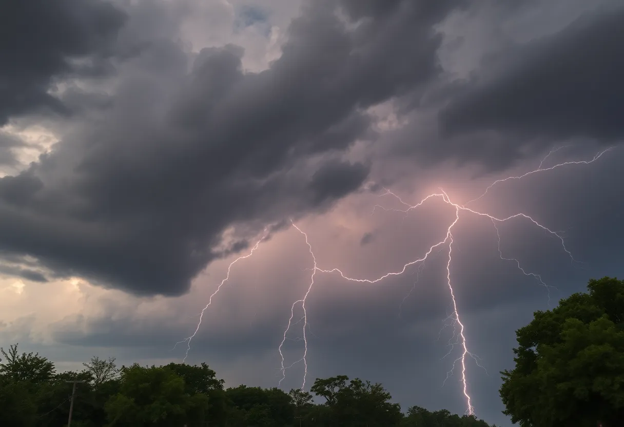 Dramatic thunderstorms approaching Central Orangeburg