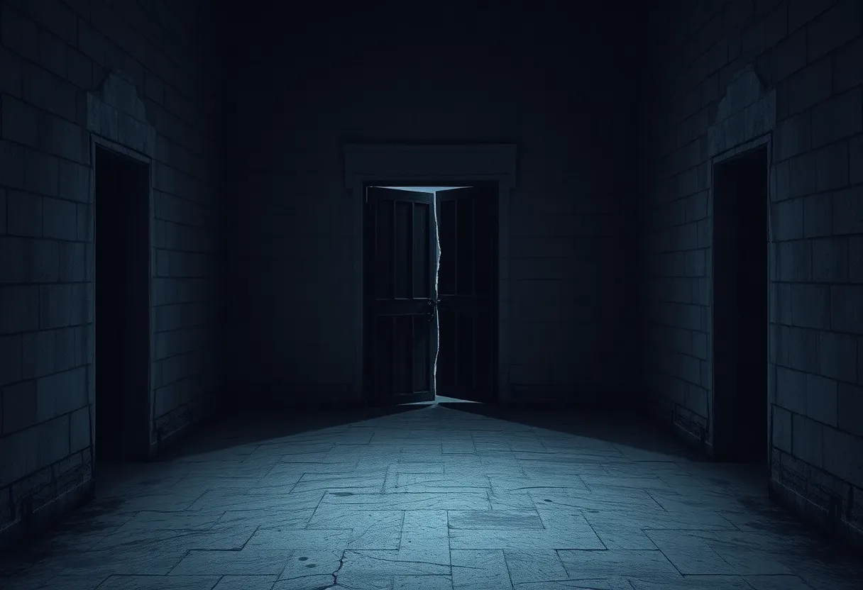 View of the Orleans Parish Jail with broken infrastructure