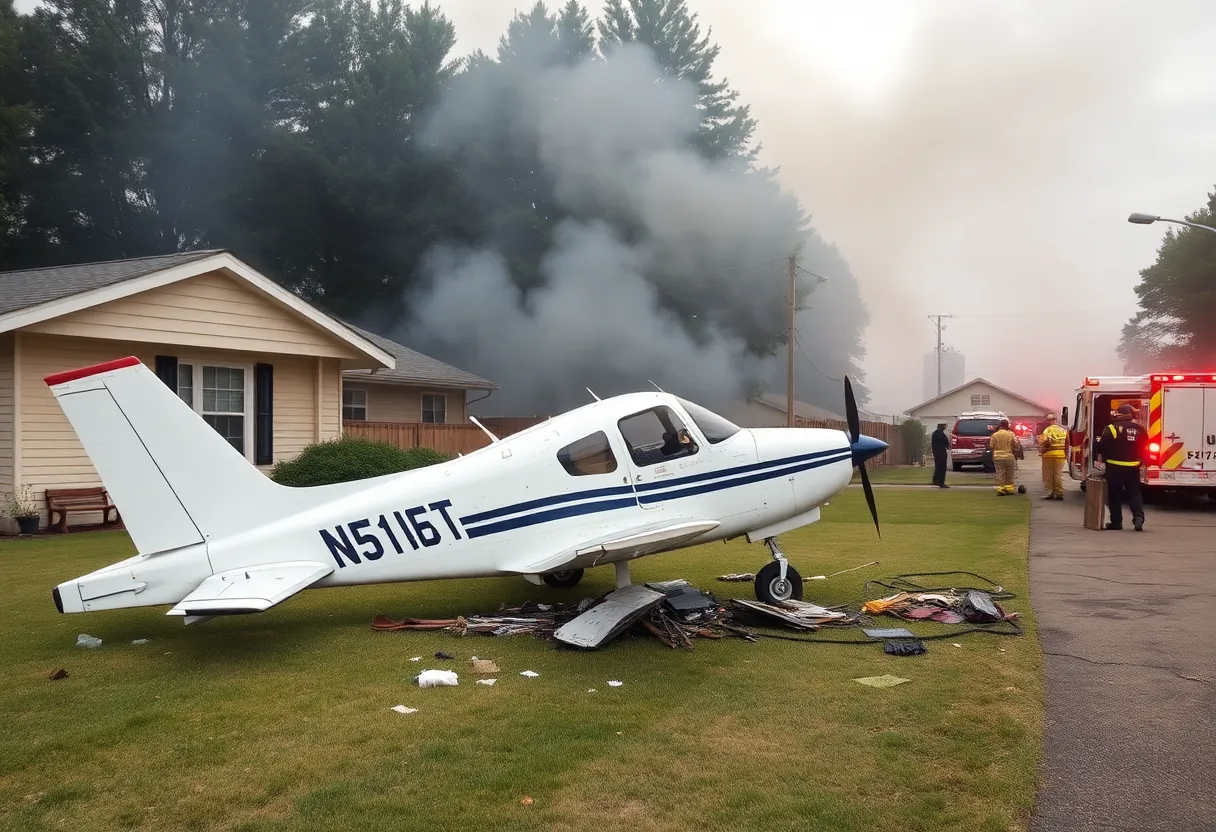 Scene of a tragic plane crash in Simi Valley with emergency responders