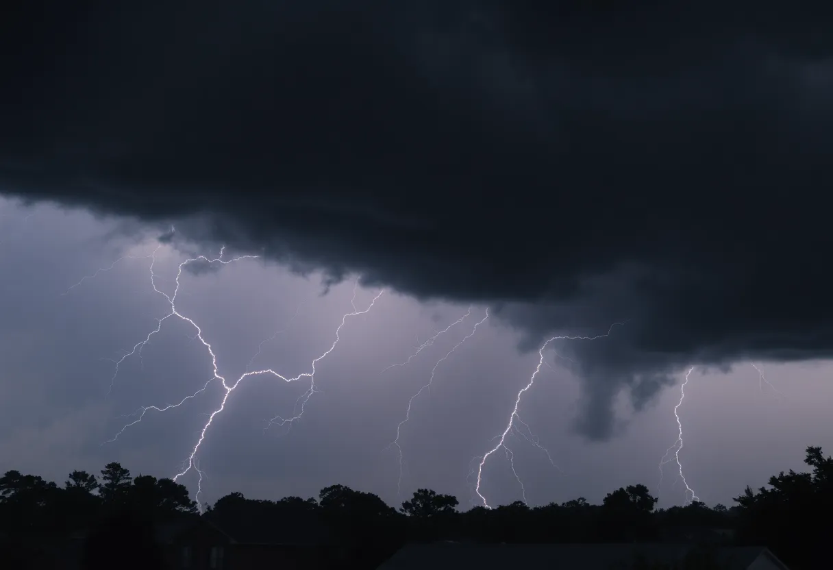 Stormy sky in Aiken, SC indicating severe weather conditions