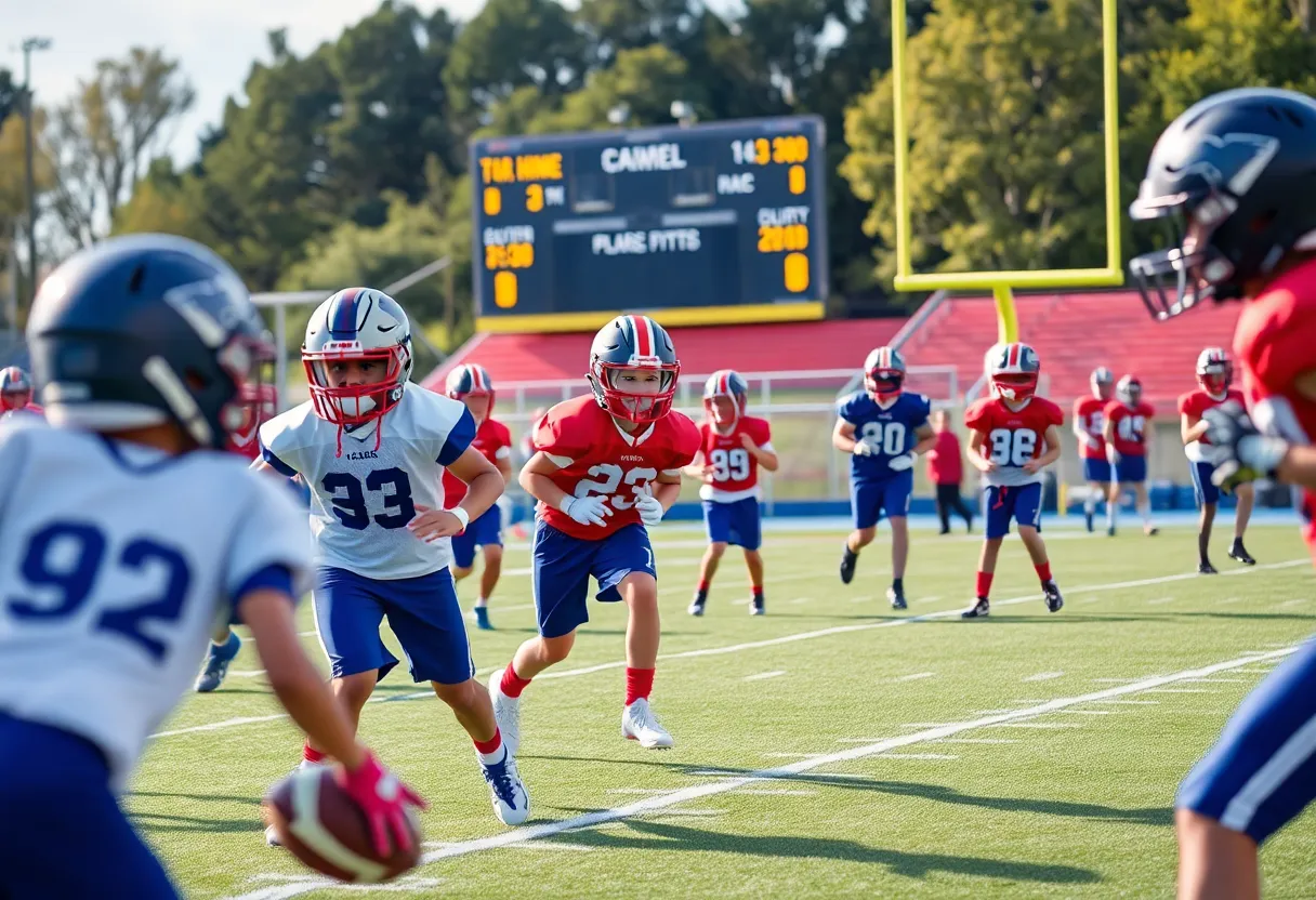 Young Athletes Practicing Football