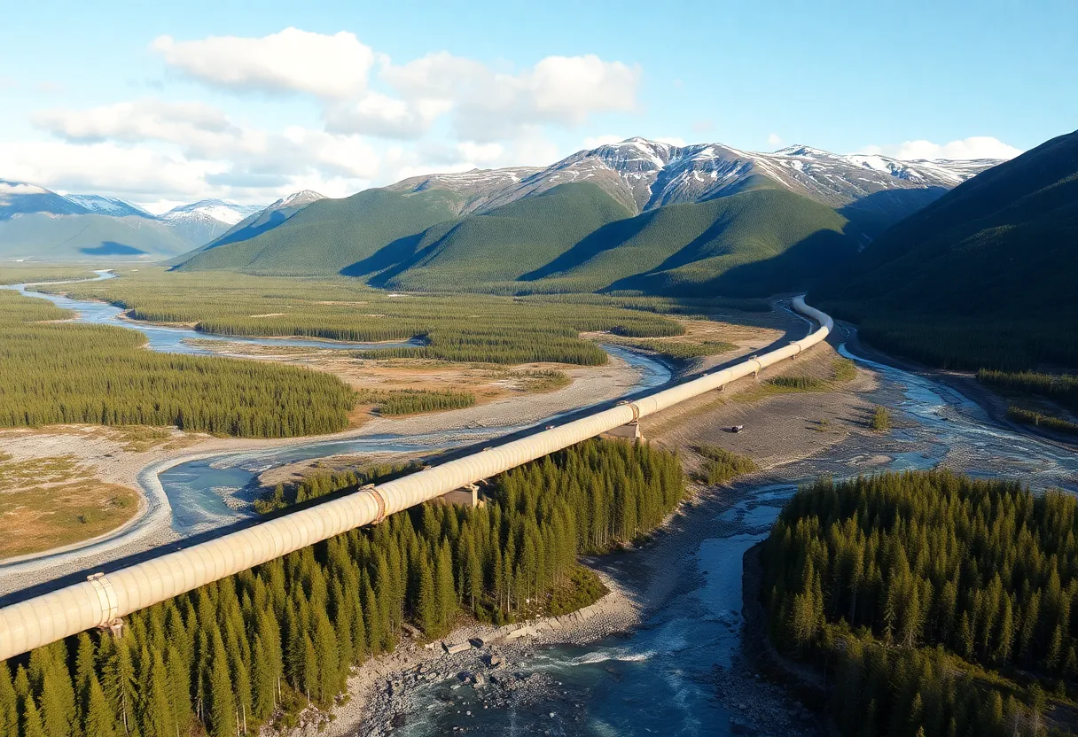 Natural landscape in Alaska, showcasing potential pipeline route