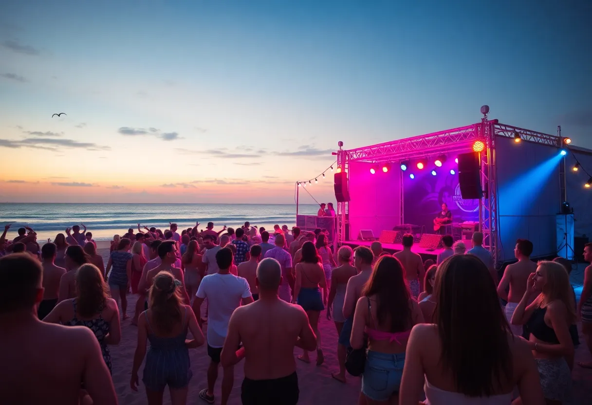 Augusta Summer Beach Party with people dancing and enjoying music