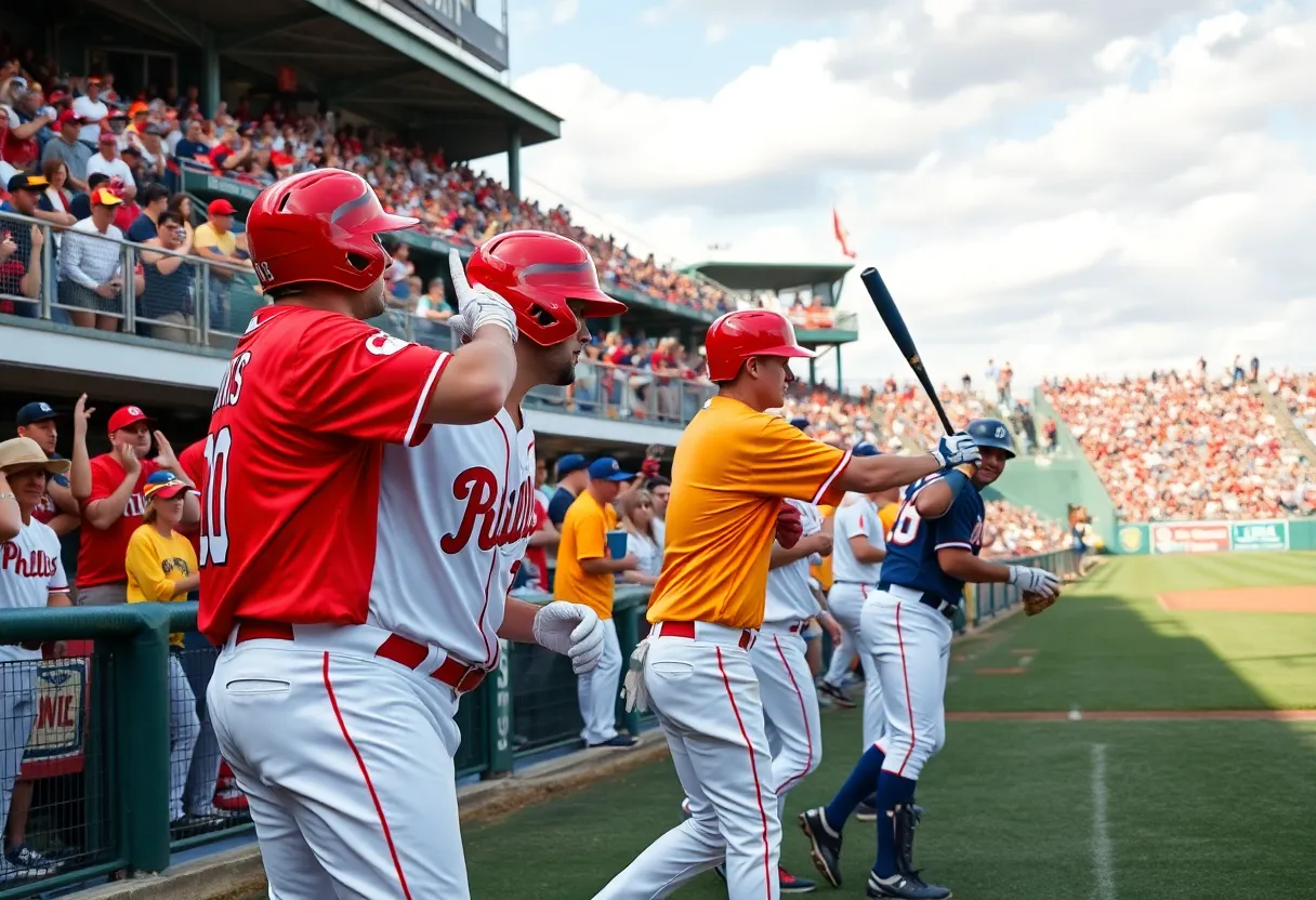 Chapin Newberry Post 193/24 baseball players celebrating during a game