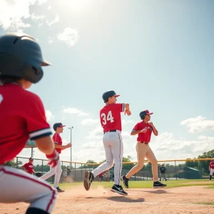 Joanna Hornets players celebrating on the field during a game.