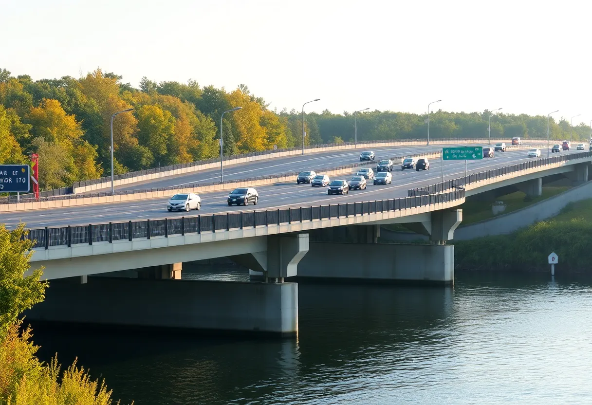 Newly constructed bridge over the Broad River Road at I-20 interchange