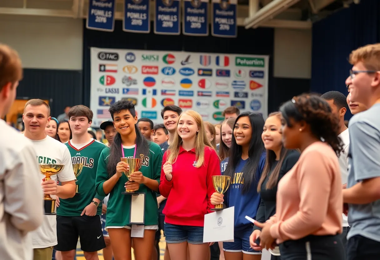 Student-athletes celebrating at Newberry College Wolfies Awards