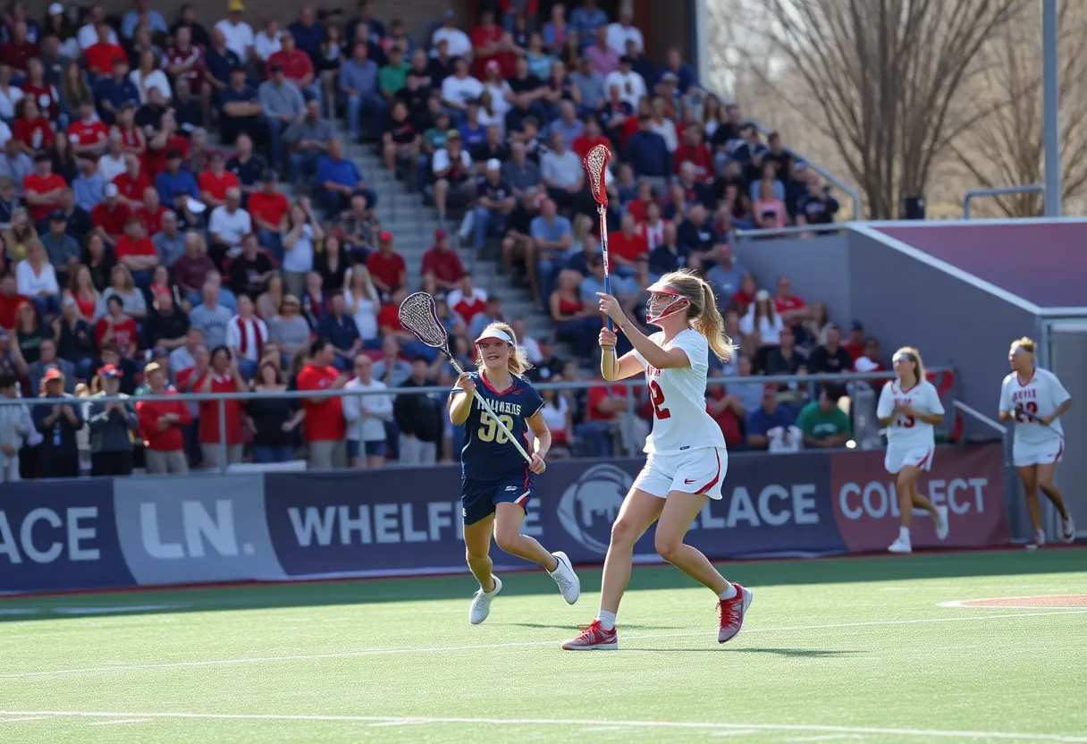 Players from Newberry College lacrosse team in action during a game