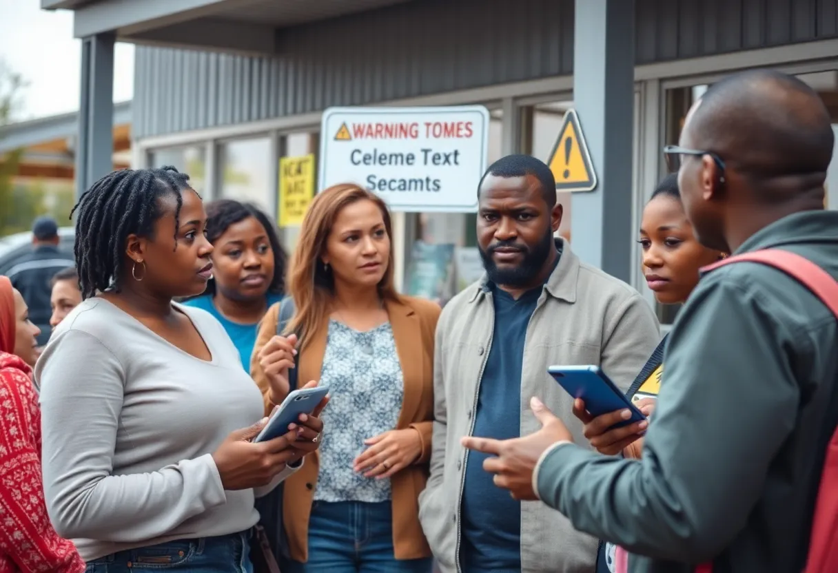 Community discussing text message scam awareness