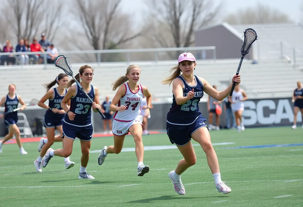 Newberry College women's lacrosse team celebrates their win against UVA Wise.