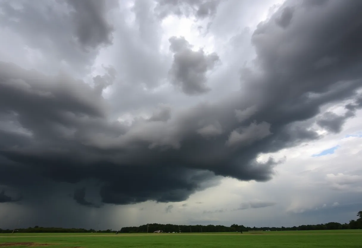 Dark clouds signifying severe thunderstorm over Aiken County