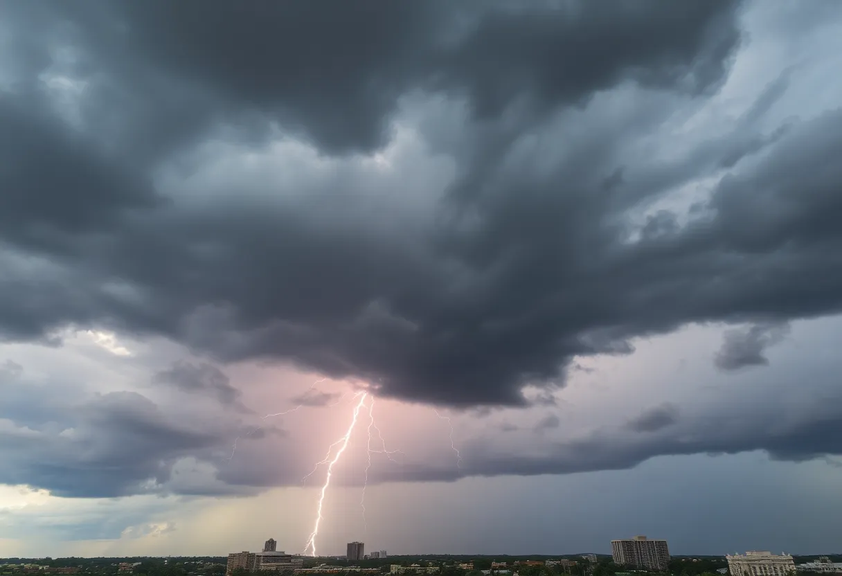 Dramatic sky indicating severe thunderstorm over Columbia SC