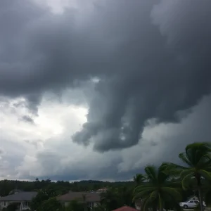Dark storm clouds over Newberry SC indicating severe weather